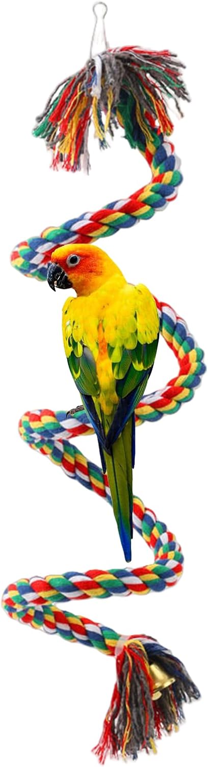 Bird Perch,Bird Rope Perch & Birds Swing Set,Bird perches for cage,Rope Perch for Conures,Parrots,Cockatiel,Lovebird,Budgerigar,Parakeet perches for cage