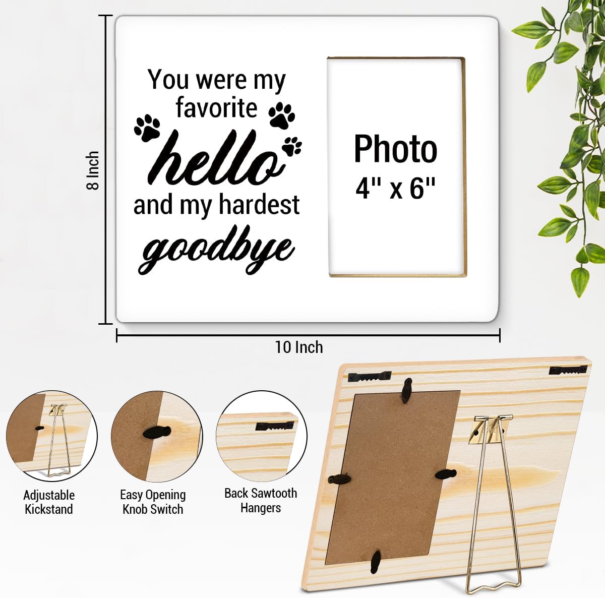 Dog Memorial Gifts for Loss of Dog, Pet Memorial Gift Picture Frame, Sympathy Gifts for Pet Lovers, Cat Passing Away Bereavement Remembrance Wood Photo Frames, 4 x 6 Inch Photo