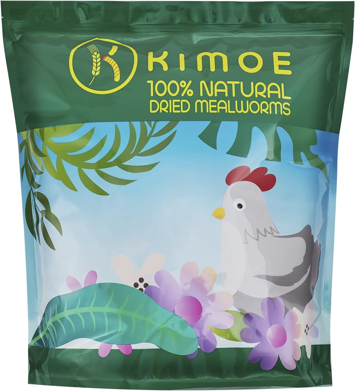 kimoe 5LB 100% Natural Non-GMO Dried mealworms-High-Protein for Birds, Chicken，Ducks