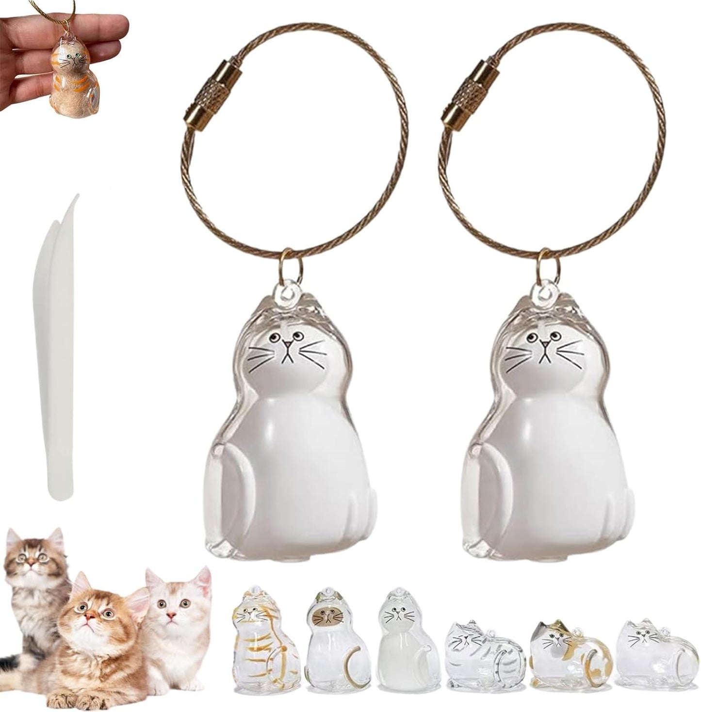Cat Hair Storage Keychain – Memorial Gift for Pet Lovers, Transparent Cat Hair Storage Bottle Pendant