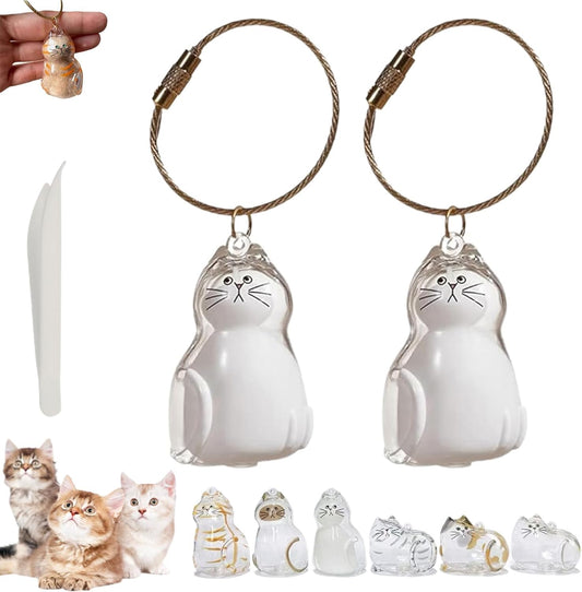 Cat Hair Storage Keychain – Memorial Gift for Pet Lovers, Transparent Cat Hair Storage Bottle Pendant