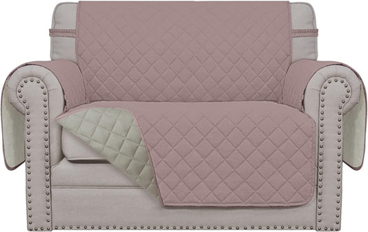 Easy-Going Oversized Chair Sofa Slipcover Reversible Sofa Cover Water Resistant Couch Cover Furniture Protector Cover with Elastic Straps for Pets Dog (Oversized Chair, Pink/Beige)