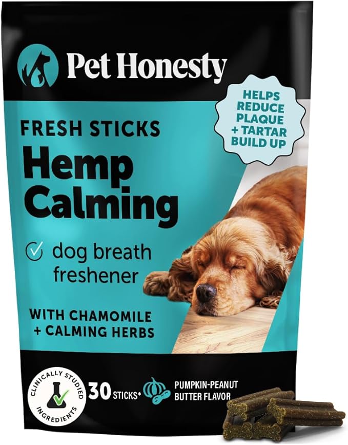 Pet Honesty Calming Fresh Sticks for Dogs – Dental Chews to Support Relaxed Behavior, Oral Health, and Fresh Breath – (30 ct)