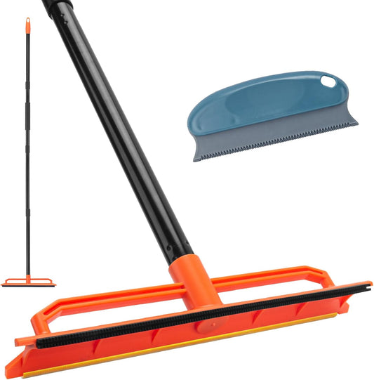 Carpet Rake, Pet Hair Removal Tool for Dog and Cat, 56'' Long Handle Rug Scraper for Stair Carpets, Mats, Couch