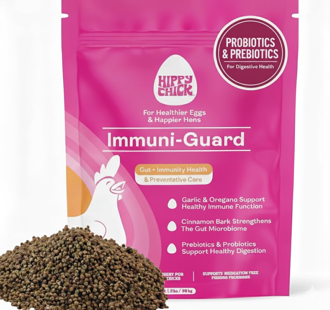 Immuni-Guard 1.5 lb - Chicken Preventative Care & Stress Guard- Chick & Adult Bird Health- Essential Oils Oregano & Garlic- Poultry Feed Supplement; Probiotics & Prebiotics (1.5 LB)