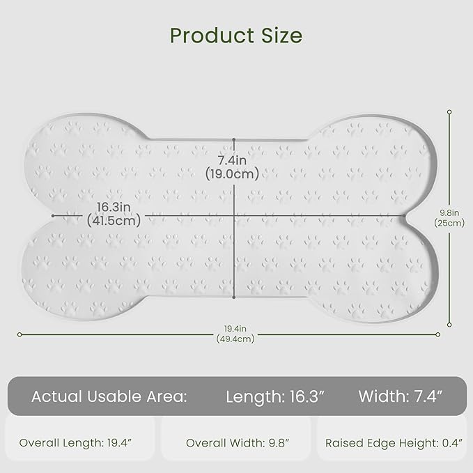 Dog Food Mat Anti-Slip Silicone Dog Bowl Mat Thicker Pet Placemat Waterproof Cat Feeder Pad with Raised Edge Puppy Kitten Feeding Mats Suitable Small Medium-Sized Dogs Cats Eating Tray