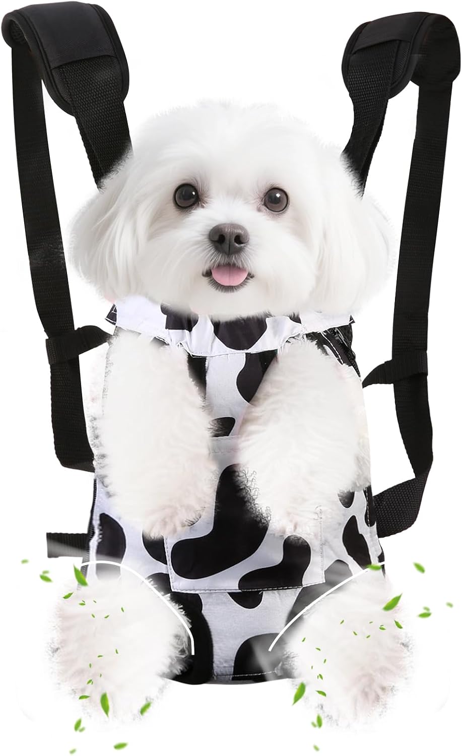 Inspack Dog Backpack Carrier/Cat Carrier, Adjustable Pet Front Carriers Travel Bag for Puppy Medium Dogs, Legs Out, Soft Ventilated Dog Chest Carry Backpacks for Hiking/Camping, 2.5-4 lbs, Cow Print