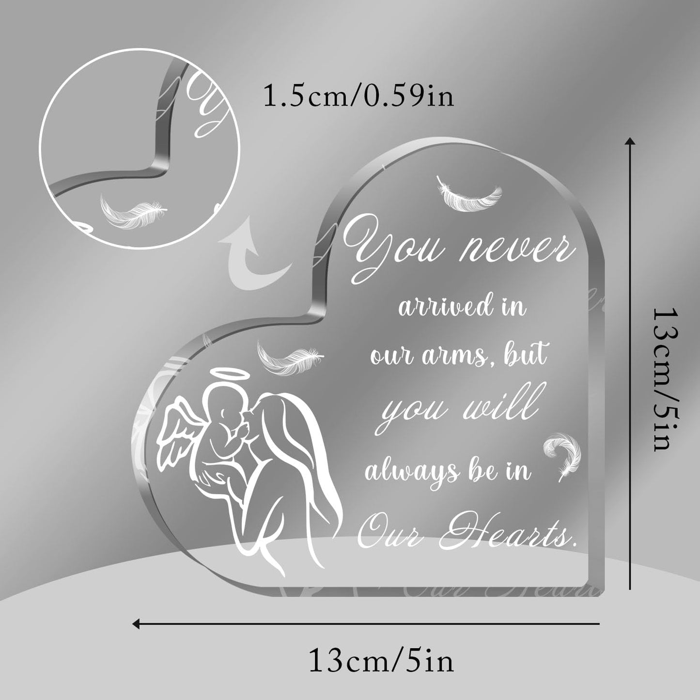 Miscarriage Gifts for Mothers, Miscarriage Condolence Gifts for Mothers, Sympathy Gift for Loss of Baby, Memorial Sorry for Loss Loving Infant, Remembrance Gift, Heart Acrylic Desk Sign, Grieving Gift