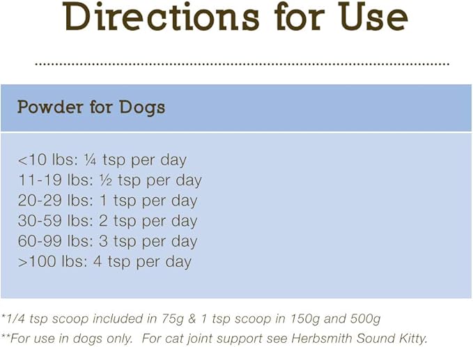 Herbsmith Sound Dog Viscosity – Advanced Joint Support for Dogs – Veterinarian Recommended Glucosamine for Dogs, Hyaluronic Acid, Chondroitin, MSM – Natural Arthritis Pain Relief – 500g Powder
