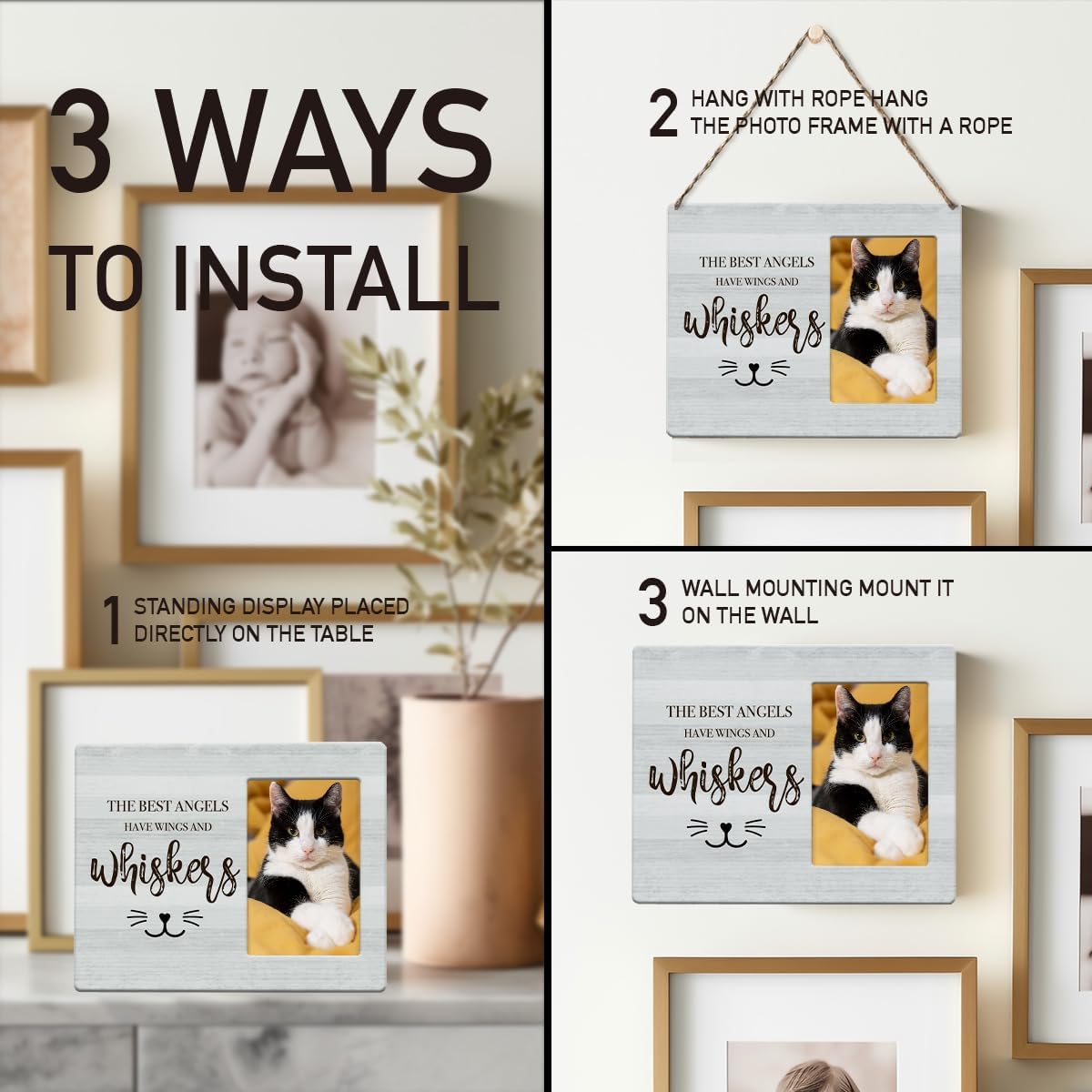 IAXIC Sympathy Memorial Photo Frame - Cat Loss Gifts to Honor & Remember, Grief Gifts for Women, Wall & Tabletop Decorations