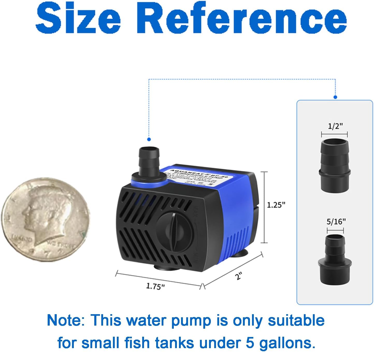 AQUANEAT Small Fountain Pump, 80 GPH Mini Submersible Water Pump with 3.3 ft Tubing, for Aquarium Fish Tank, Pet Water Fountain, Hydroponics, Pond Waterfall