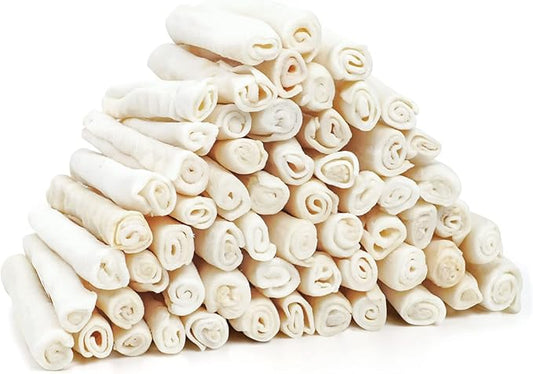 MON2SUN Dog Rawhide Rolls Twist Sticks 6.5 Inch Chew Treats Natural Flavor 60 Count for Puppy and Small Dogs