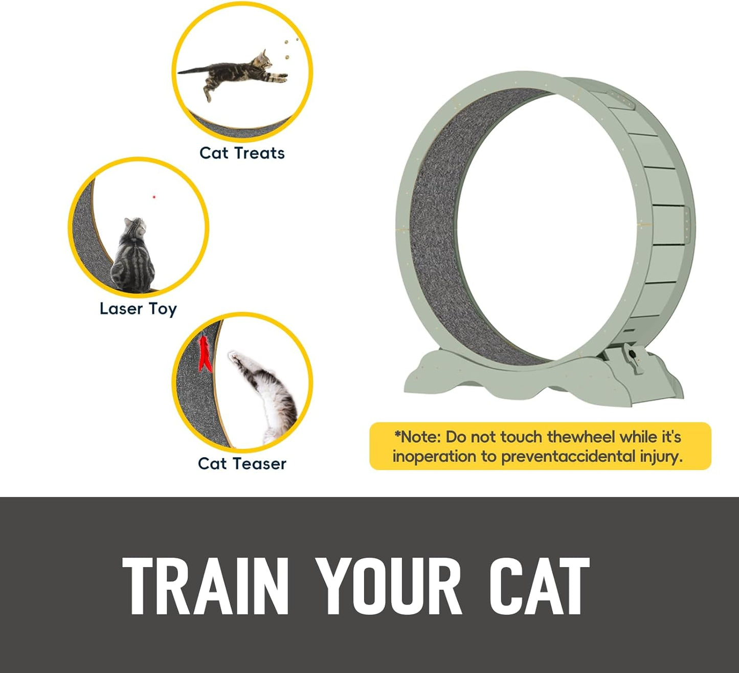 Cat Exercise Wheel 45 Inch Cat Treadmill for Indoor Cats, Running Wheel with Detachable Carpeted Runway, Cats Running Wheel Carpet Suitable for Most Pets Weight Loss and Health (Green, XL)