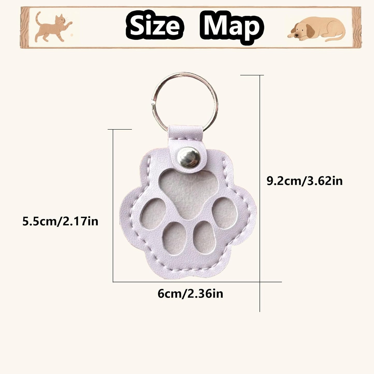 dog fur keepsake keychain cute pet paw shaped leather keychain for dog&cat hair keepsake