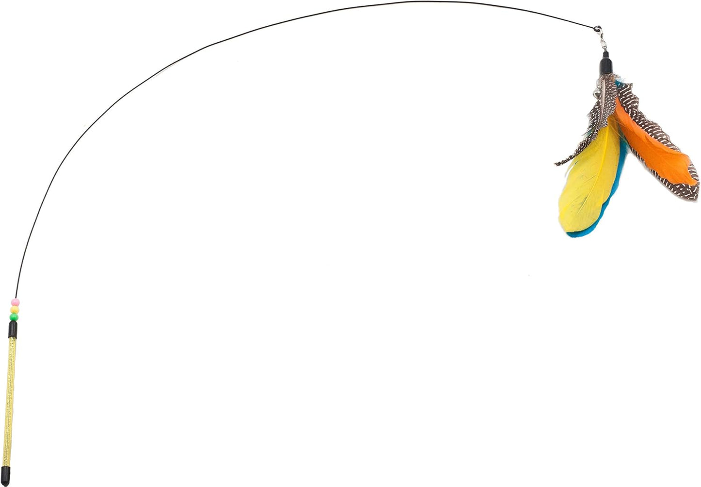 Fashion's Talk Feather Wire Wands Kitten Toys Worm Teaser Wand Cat Toy with Replacement Pack