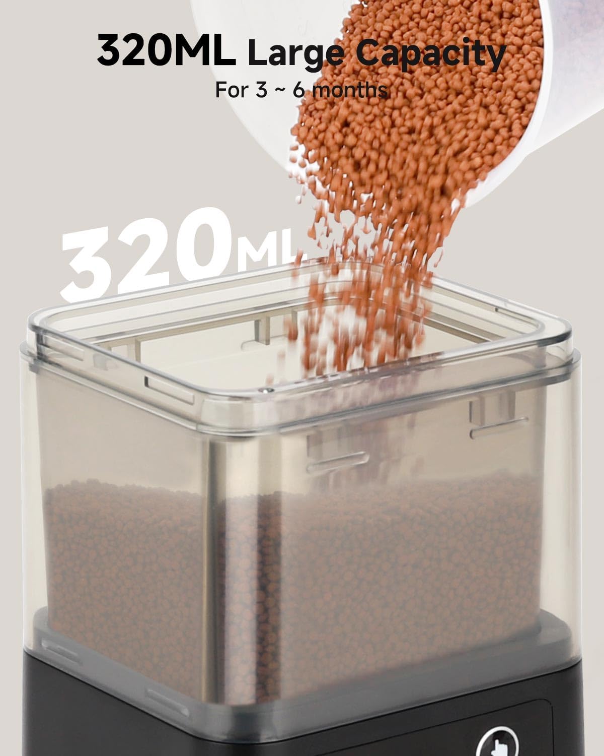 fishkeeper Automatic Fish Feeder for Aquarium - 320ML Large Capacity Adjustable Fish Feeder Automatic Dispenser with Timer for Vacation, Weekend or Daily Use, Three Fixed Methods