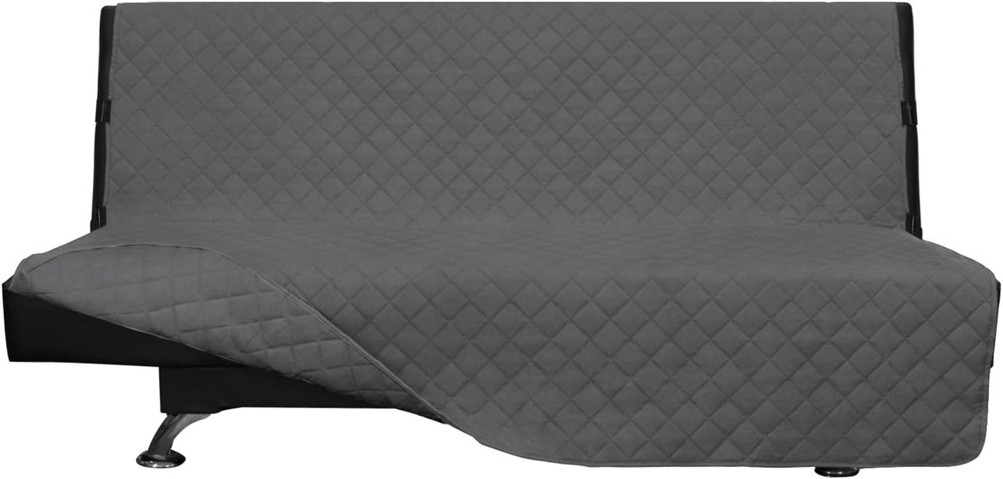 Easy-Going Futon Sofa Slipcover - Reversible Armless Couch Cover - Water Resistant for Pets & Kids (Gray/Gray)