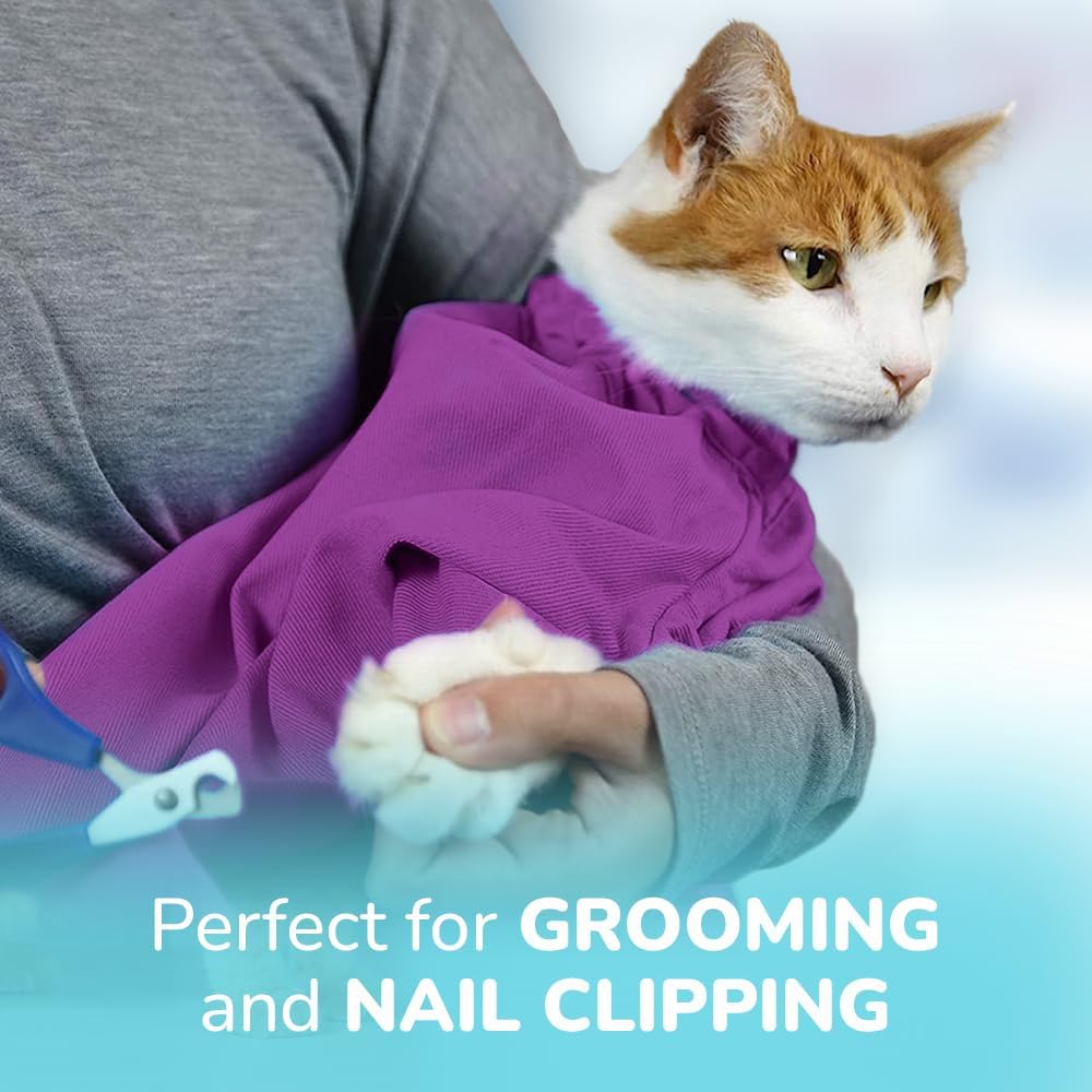 Cat-in-the-Bag Cozy Comfort Carrier - Extra Large Lavender Pet Carrier and Cat Carrier Soft for Grooming, Vet Visits, Medication Administration, Dental Care, and Nail Trimming