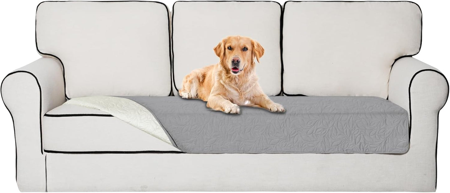 Easy-Going Waterproof Dog Bed Cover Reversible Leak Proof Pet Blanket Replacement Mat for Furniture Washable Couch Cover Sofa Cover for Dogs Cat(30x70 Inch, Light Gray/Ivory)