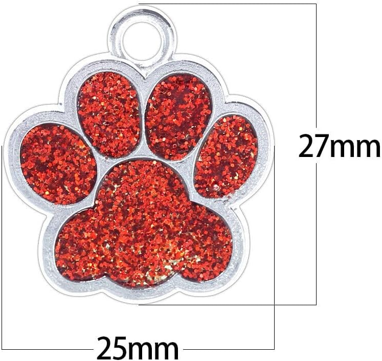 Cute Personalized Pet Name Tags for Cats/Dogs - Glitter Custom pet id tag, Dog id Tags Engraved for Pets, Customizable cat tag, pet Collar Charms, Dog Name tag (Paw-Shaped-Small: Purple)