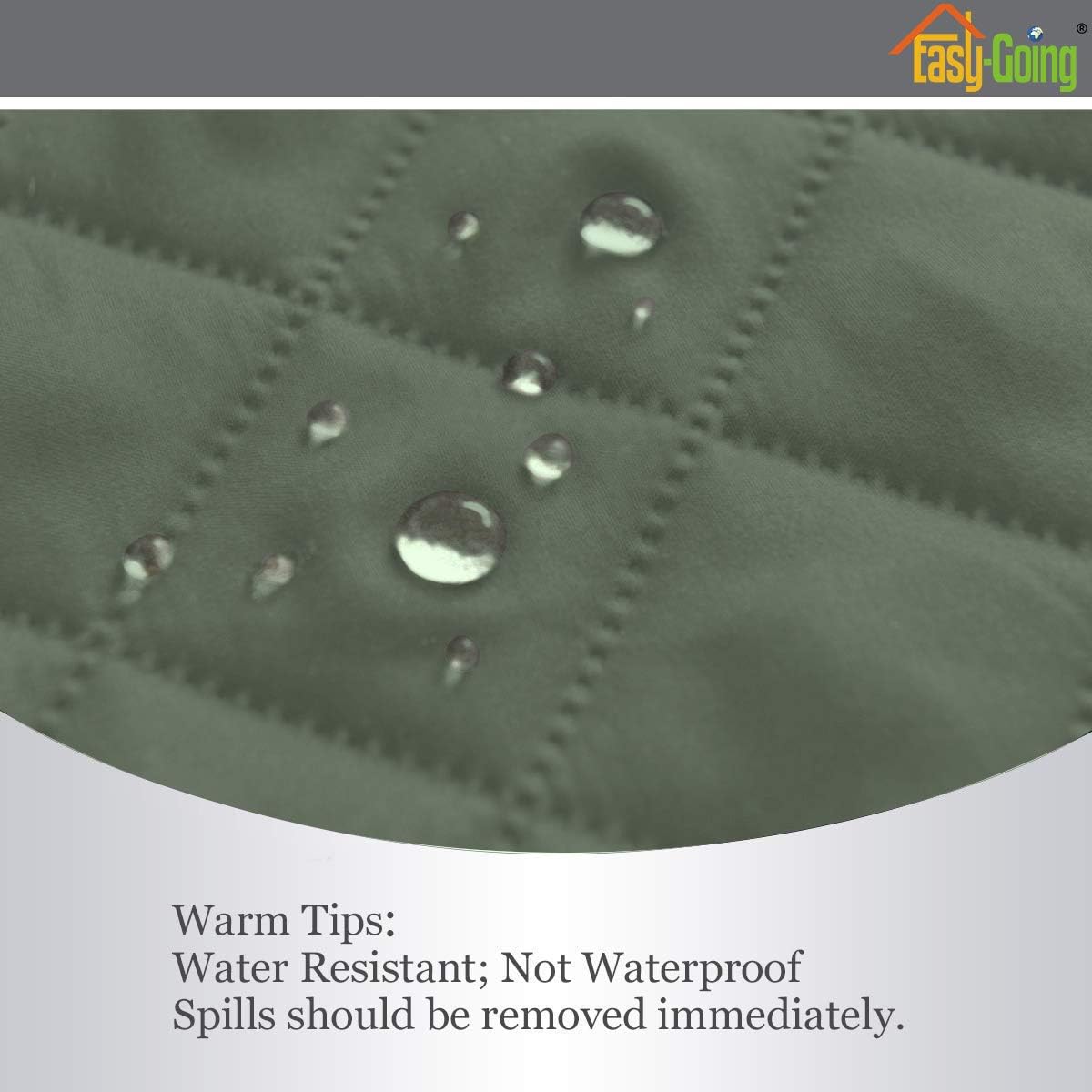 Easy-Going Reversible Couch Cover for 3 Cushion Couch Sofa Cover for Dogs Water Resistant Furniture Protector Cover with Foam Sticks Elastic Straps for Pet Cat (Sofa, Greyish Green/Beige)