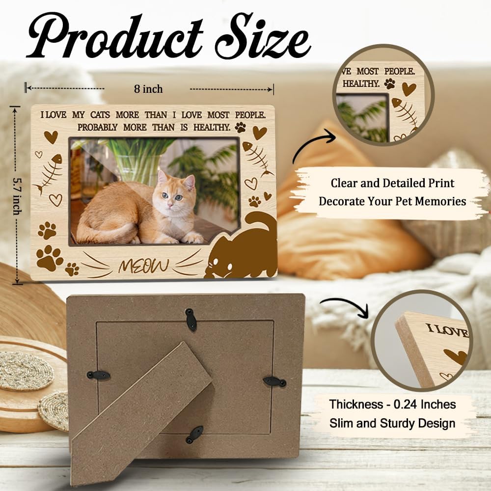 Cat Memorial Photo Frames Dog Cat Loss Remembrance Gift Sympathy Keepsake for Pet Lovers Condolence Present for Pet Owner I Love My Cats More Than I Love Most People Picture Frames 4x6 Photo - YY021
