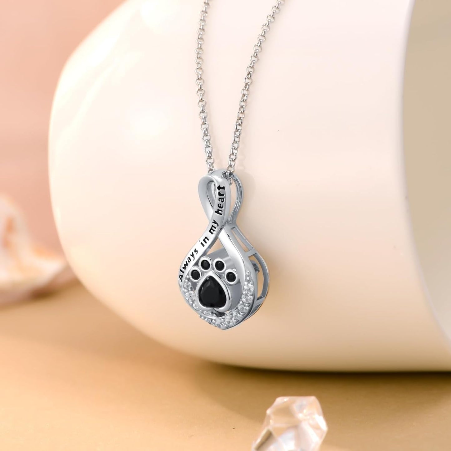 Sterling Silver Pet Urn Necklace for Ashes - Memorial Keepsake for Dog, Cat Pet