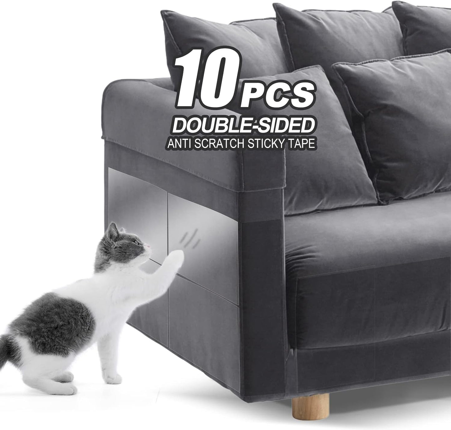 MILIFUN Cat Scratch Tape, Cat Tape for Furniture, Double Sided Tape for Cats, Scratch for Furniture (10Pack XL 14”L 11”W)