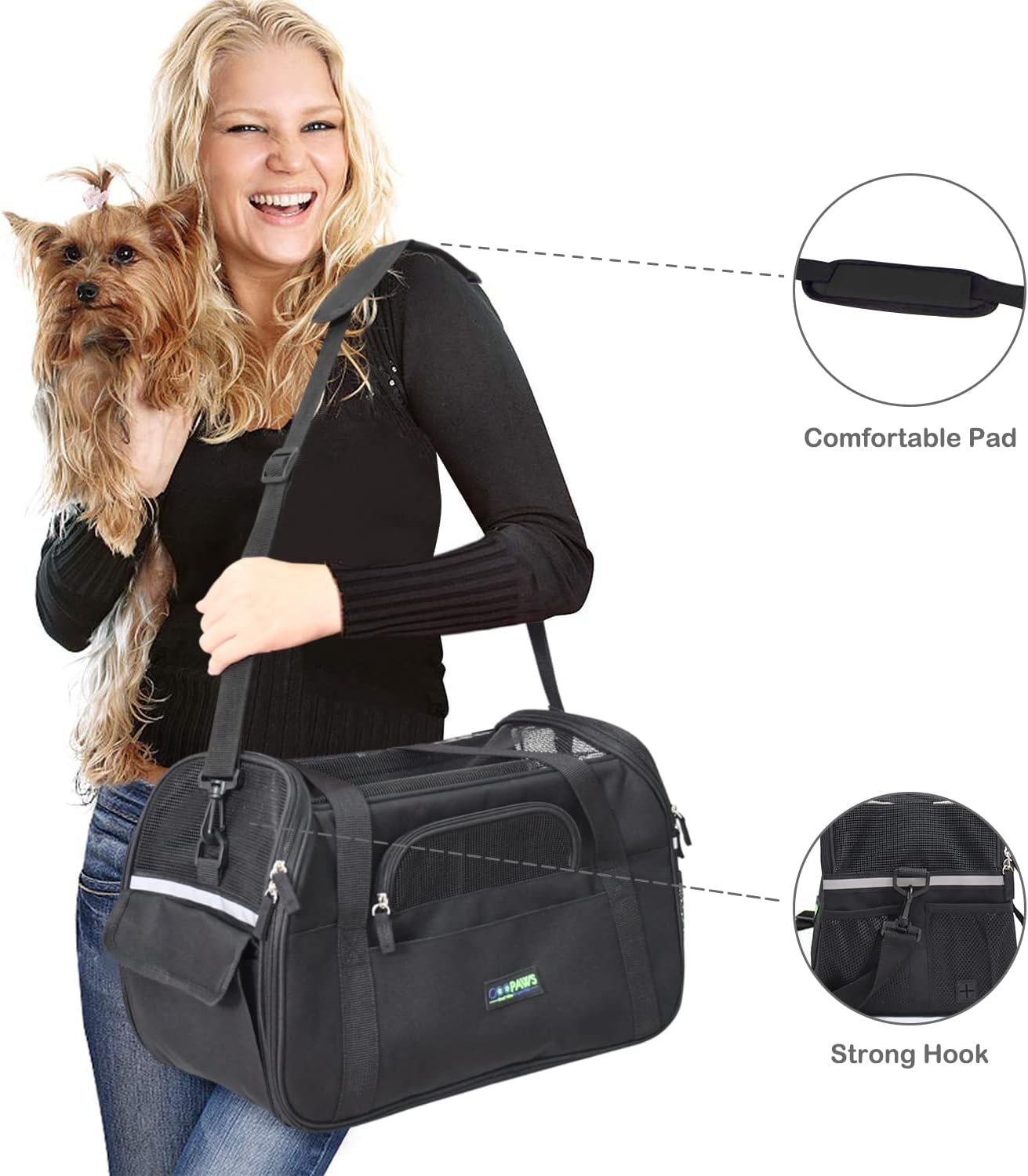 JESPET Soft-Sided Kennel Pet Carrier for Small Dogs, Cats, Puppy, Airline Approved Cat Carriers Dog Carrier Collapsible, Travel Handbag & Car Seat