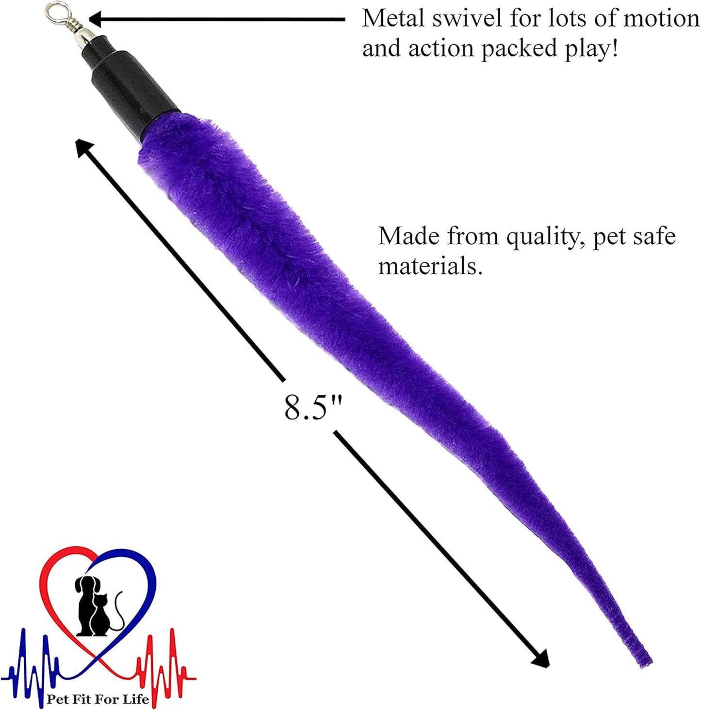 Pet Fit For Life Cat Wand Toy: 5-Piece Worm Teaser & Exerciser - Durable Flirt Pole/Cat Teaser Toy – Interactive Fun for Feline Fitness