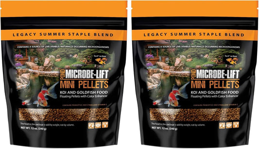 MICROBE-LIFT MLLMPSM Mini Floating Fish Food Pellets for Ponds, Water Gardens, and Fountains, for Small Live Goldfish and Koi, 12 Ounces (Pack of 2)