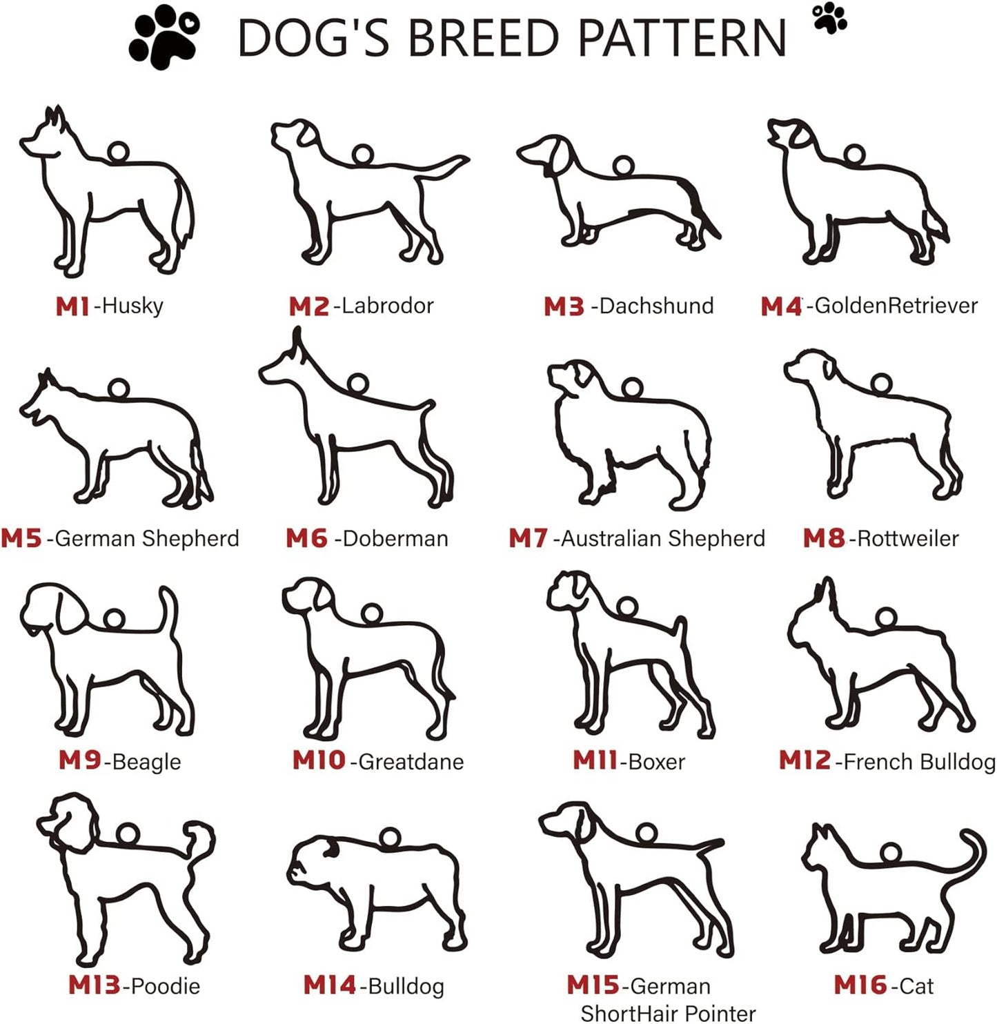 CoolJewelry Custom Dog Breeds Portrait Cat Pet Memorial Name Necklace Dainty Animal Pendant Chain Personalized Jewelry Remembrance Gifts for Dog Lover Women Girls