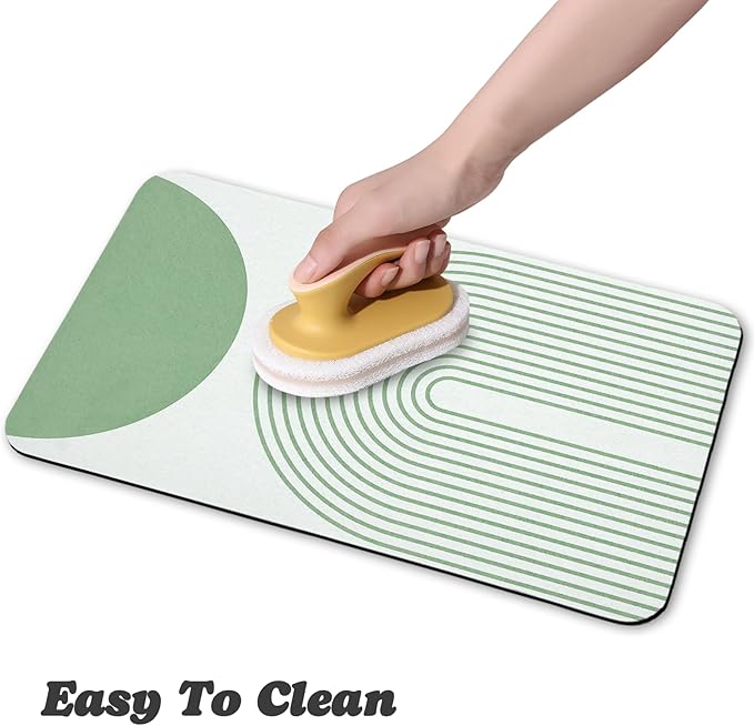 Dog Food Mats for Floors Waterproof, Cat Water Bowl Mats Pet Feeding Absorbent Mat Placemats for Food and Water Green Bohemia 12 * 20 inch