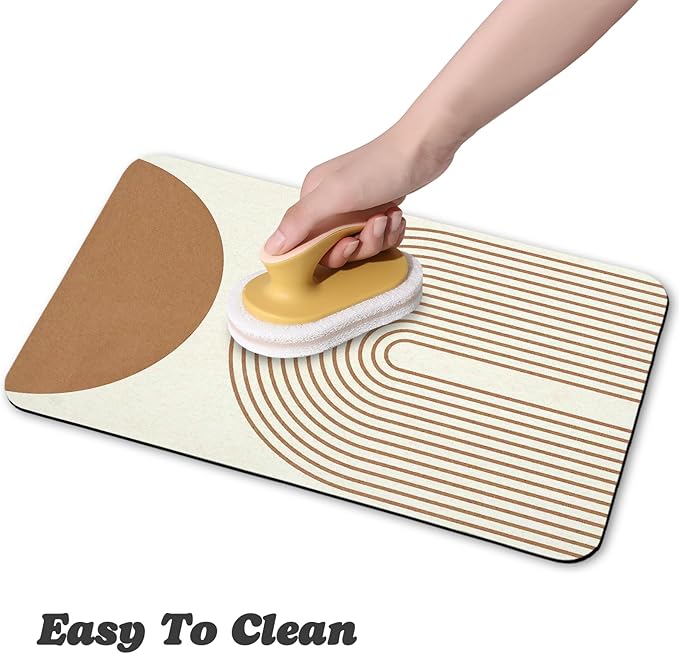 Dog Food Mats for Floors Waterproof, Cat Water Bowl Mats Pet Feeding Absorbent Mat Placemats for Food and Water Beige Bohemia 12 * 20 inch