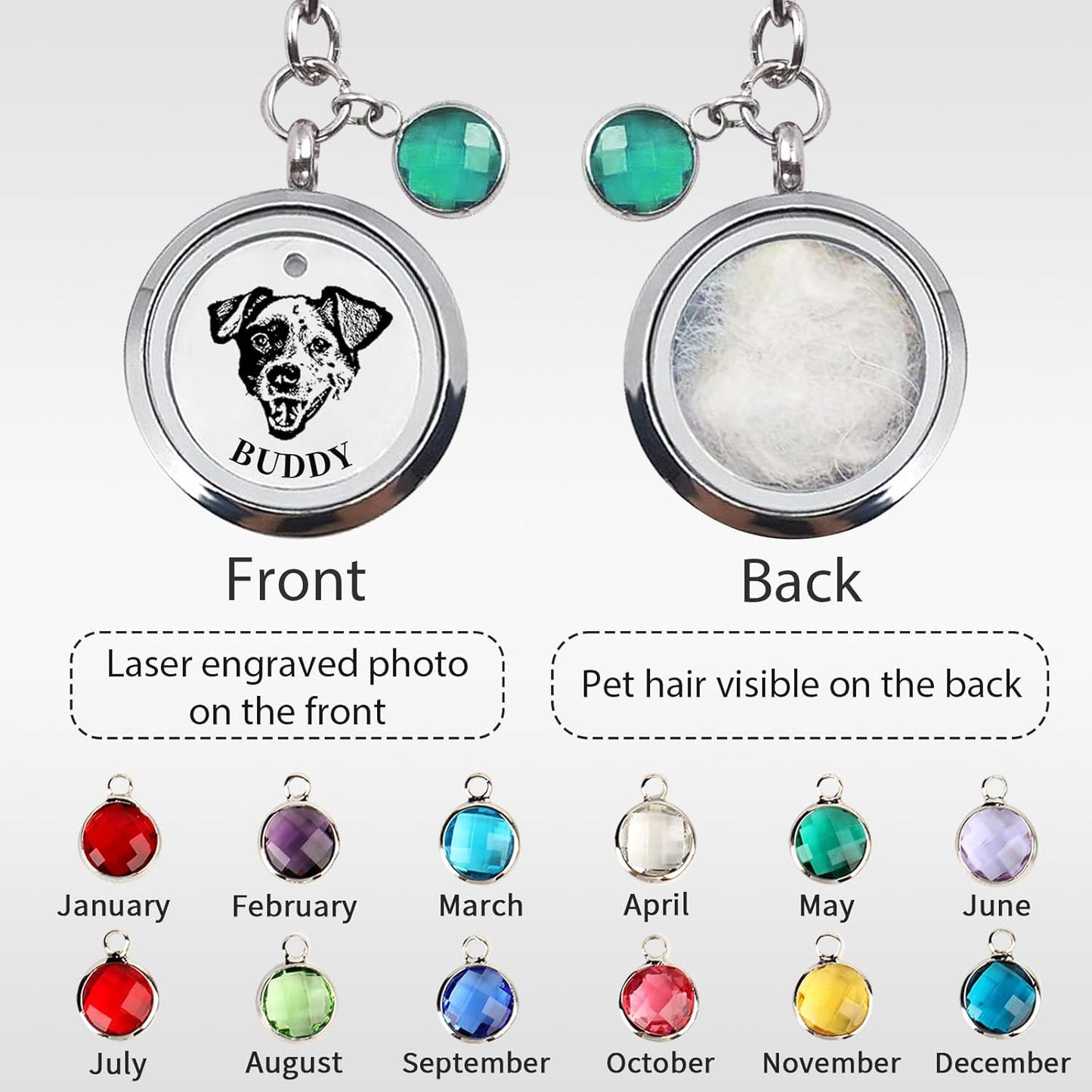 Custom Dog Hair Keychain with Photo Name, Personalized Pet Fur Keepsake for Dogs Cat Hair, Loss of Dog Sympathy Gift