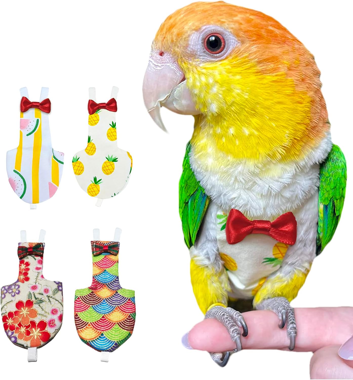 UKJENT Bird Diaper Protective Parrot Nappy - 2 Pack, Reusable Flight Suit with Waterproof Inner Layer, Washable Cute Urine Wet Suit for Parakeet Cockatiel Mini Macaw Budgie Canary(M)