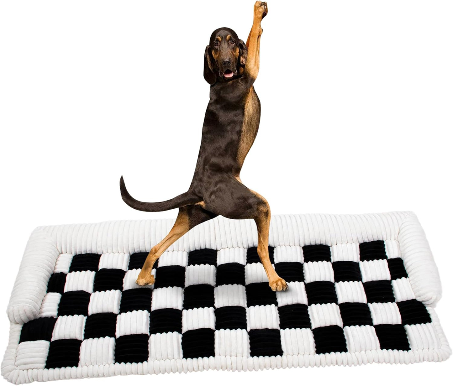 Backseat Pet Bed Mat, Dog Seat Cover with Three-Sided Bolsters, Waterproof and Anti-Slip Cushioned Dog Mat for Back Seat, Checkered Pet Bed Mat, Fit for Backseat Extenders and Trucks SUVs