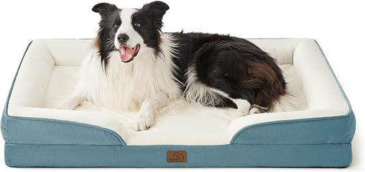 Bedsure Orthopedic Dog Beds Large Sized Dog - Washable Large Dog Cat Bed Waterproof, Comfort Dogs Couch Sofa with Washable Removable Cover, Pet Bed with Nonskid Bottom, Dune Haze Blue, 35"