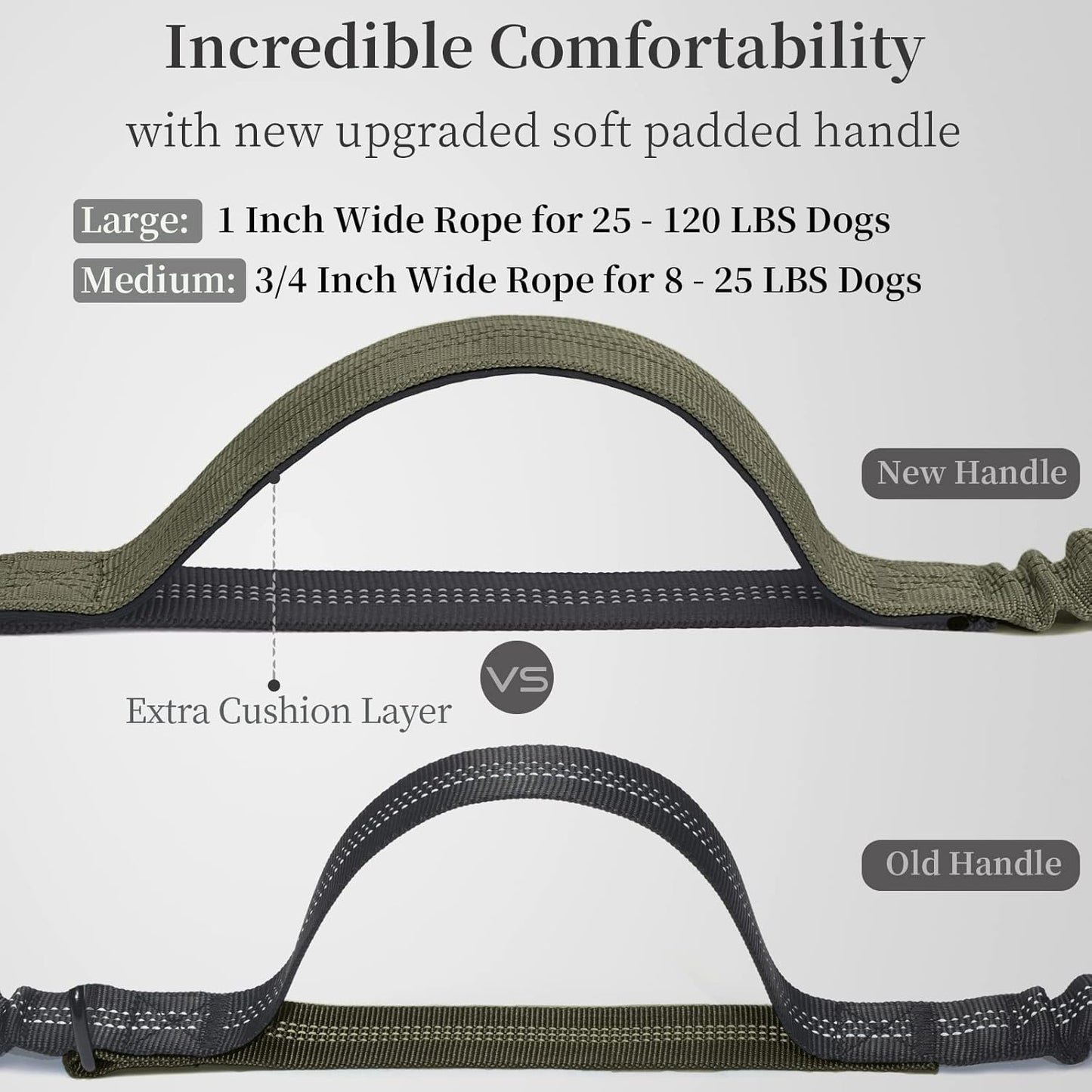 iYoShop Hands Free Dog Leash with Zipper Pouch, Dual Padded Handles and Durable Bungee for Walking, Jogging and Running Your Dog (Large, 25-120 lbs, Military Green)