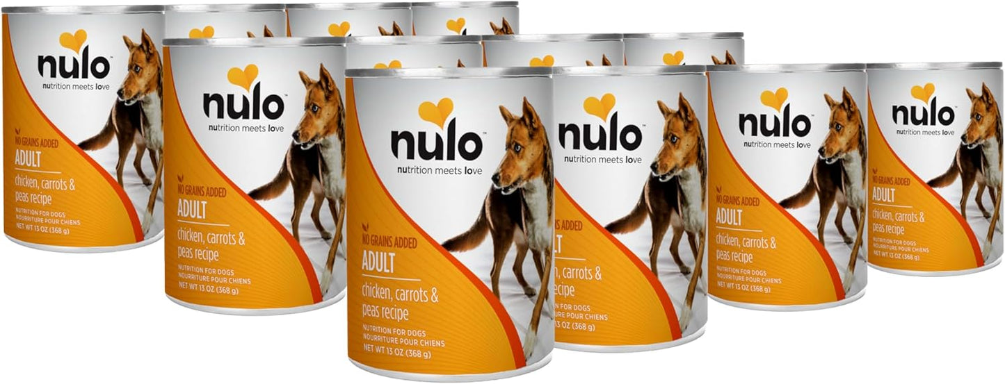 Nulo Grain-Free Chicken, Carrots, & Peas Recipe Adult Wet Canned Dog Food, 13 Ounce, 12 Cans