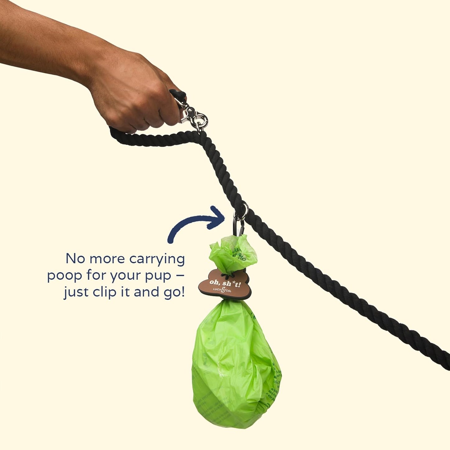 Lucy & Co Poop Clip for Pups – Hands-Free Dog Waste Bag Holder – Silicone Doggy Leash Accessories, Pooper Scooper Essentials for Walking in the City, Hiking at the Park & More