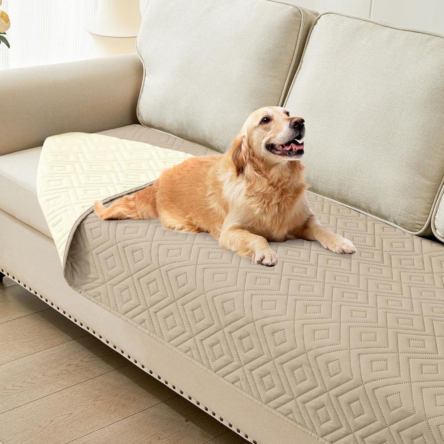hyha Waterproof Dog Blanket, Soft Pet Bed Blankets, Waterproof Sofa Couch Cover for Dogs Washable, Reversible Pet Couch Covers for Sofa Furniture (30x70 Inch, Taupe/Beige)