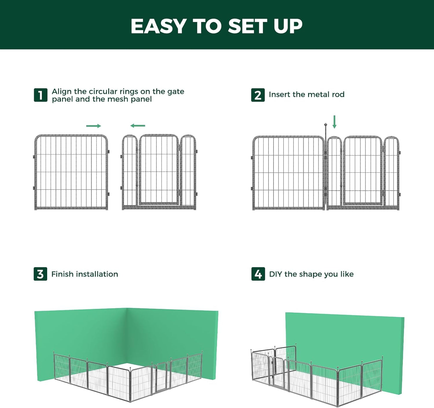 FXW Aster Dog Playpen Designed for Yard, 24inch 24 Panels