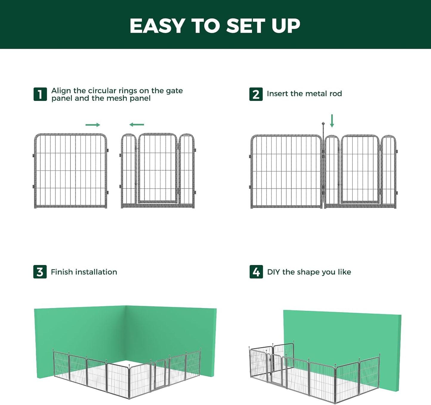 FXW Aster Dog Playpen Designed for Yard, 24inch 16 Panels