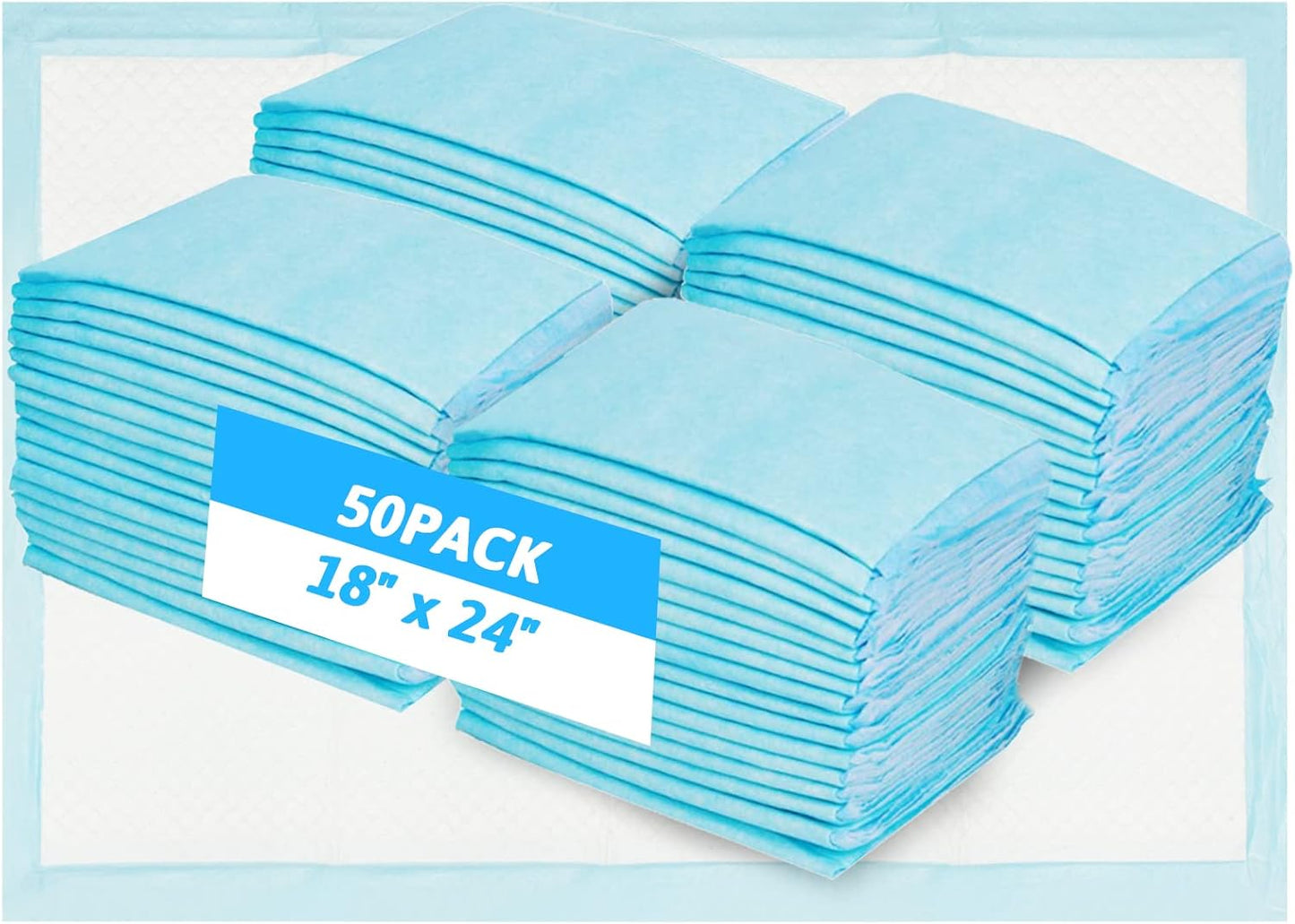 Fhiny Rabbit Pee Pads, 18" x 24" 50 PCS Guinea Pig Disposable Cage Liner Leak-Proof Super Absorbent Potty Training Pad with Quick-Dry Surface for Bunny Cat Puppy or Other Small Animals