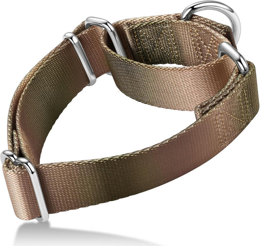 Martingale Dog Collar Colorful Gradient Fashionable - Anti-Escape Soft Durable Pets Collar for Walking Training Outdoor Daily Use -Large, Khaki Gradient