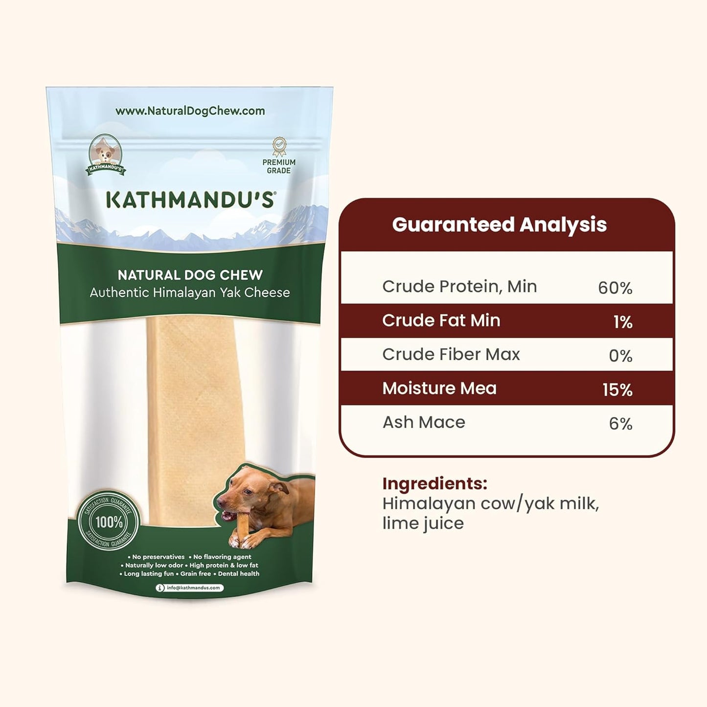 Authentic Himalayan Yak Cheese for Dogs - Jumbo (Pack of 1) - Sourced from Pristine Himalayan Foothill, Rawhide-Free, NO preservatives
