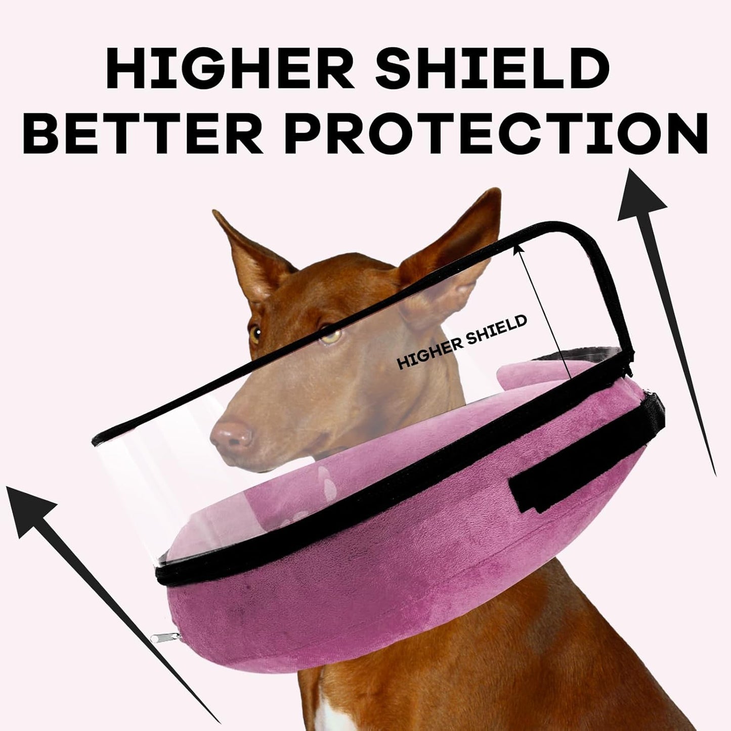 Inflatable Dog Cone Collar-Enhanced Anti-Licking Protective Cone with Adjustable Strap-Soft Dog Donut Collar Recovery Cone for Pets After Surgery (Pink, XL)