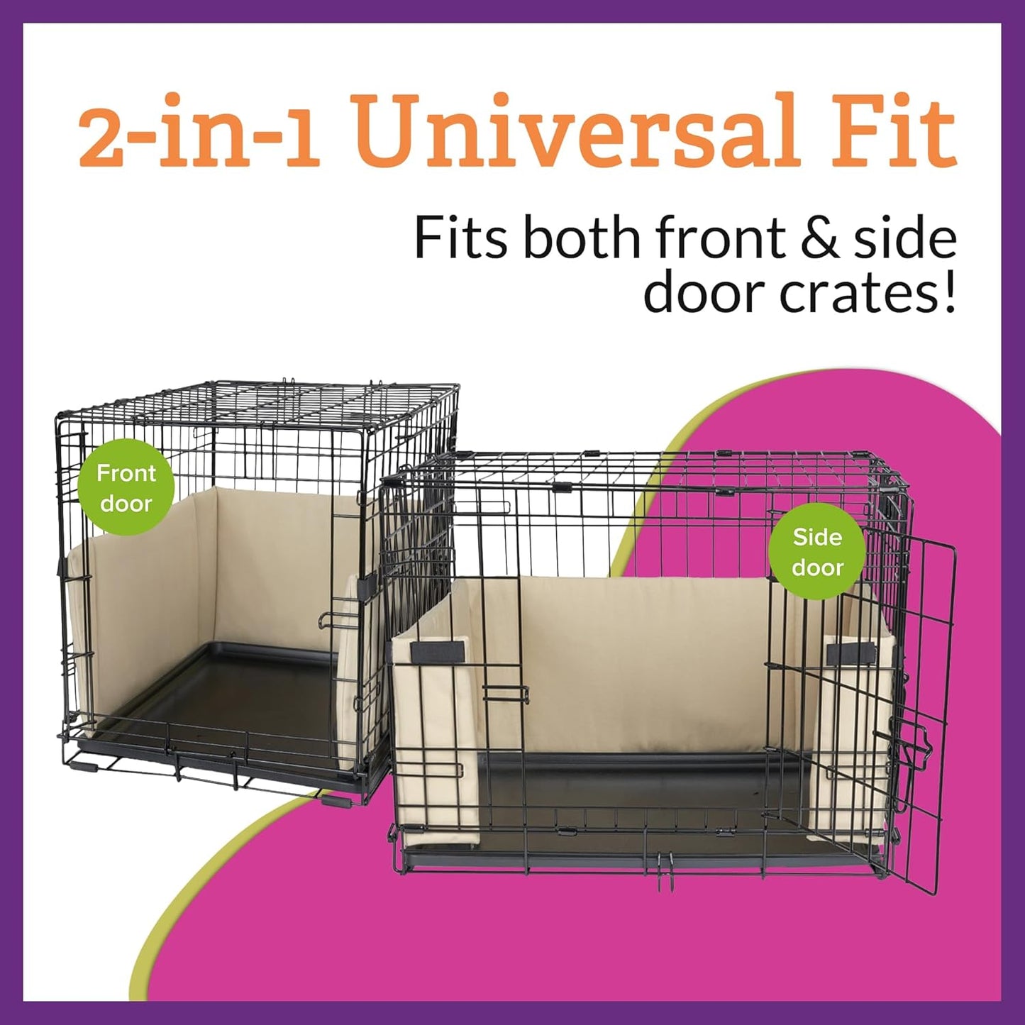 Pet Dreams Dog Crate Bumper & Mat Set- Comfy Liner & Dog Tail Protector for Inside Crate, fits iCrate Cages 18, 24, 30, 36, 42, 48 Inches (Pink, X-Small, 18“)