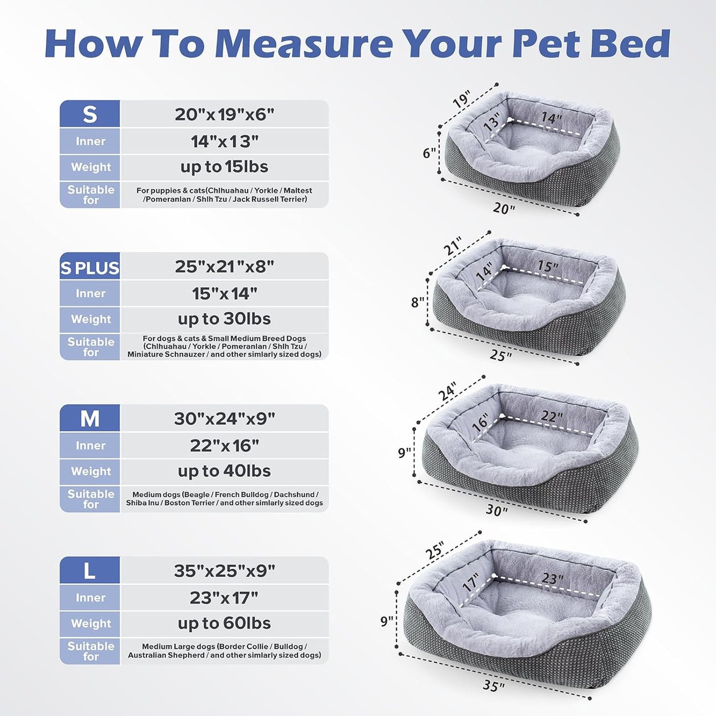 INVENHO Small Dog Bed for Small Dogs, Cat Beds for Indoor Cats Washable, Orthopedic Dog Bed, Warming Soft Calming Sleeping Puppy Bed Durable Pet Bed with Anti-Slip Bottom S(20"x19"x6")